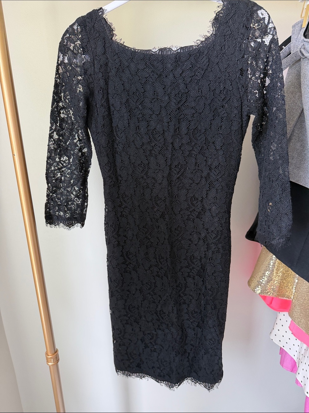 Diane Von Furstenberg Black Lace Midi Dress